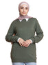 Olive Round Knit Pullover - Khotwh